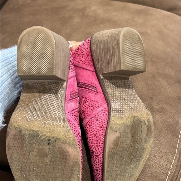 Pierre Dumas Fuchsia Rhinestone Ankle Boots - Picture 5 of 7